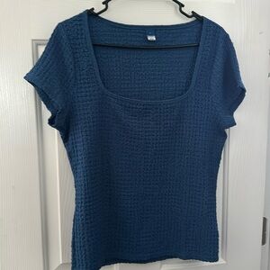 Old Navy Textured Deep Blue Shirt - Size L